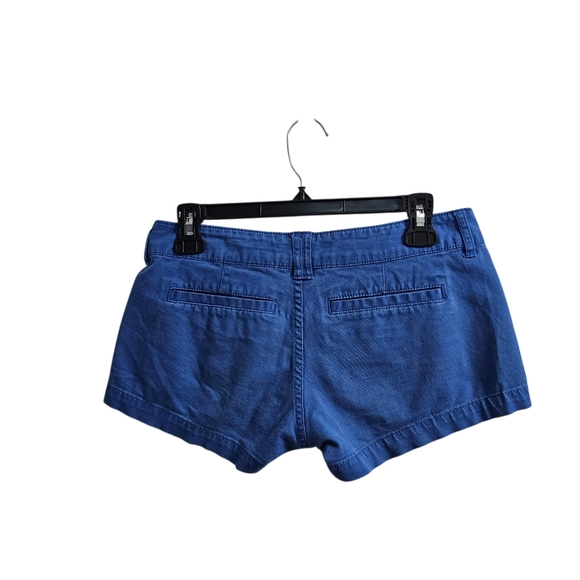 Anchor Blue Vintage y2k Blue Chino Micro Shorts Size 5 Super Low Rise - Picture 2 of 7